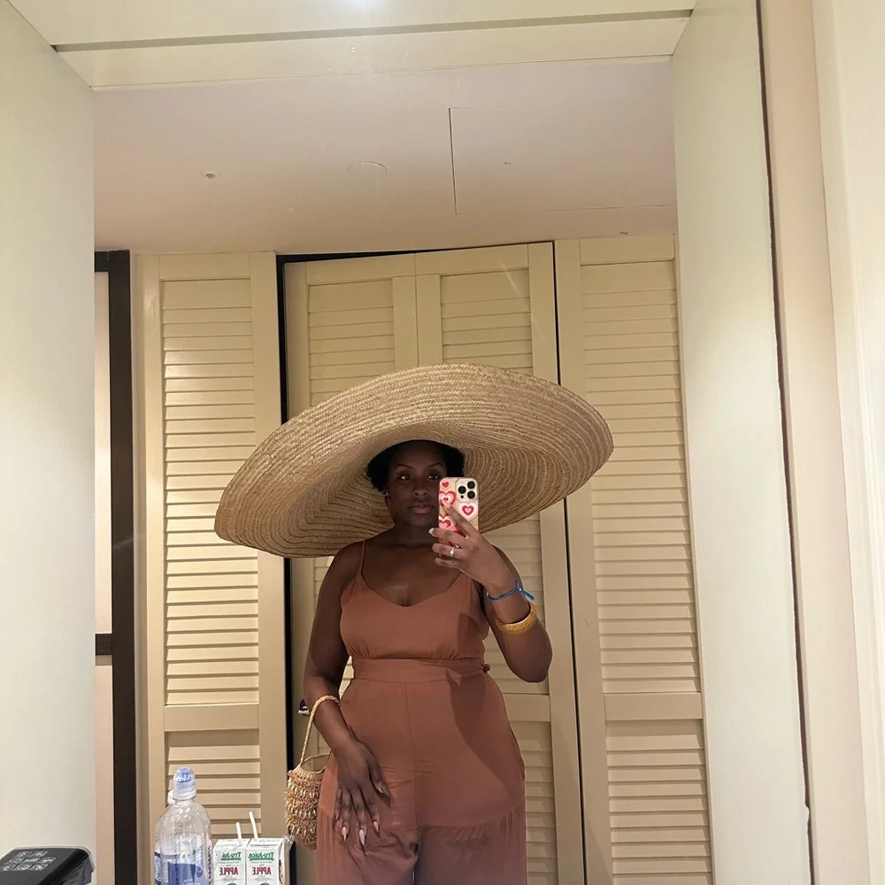 Wide-Brim Straw Sun Hat - Natural